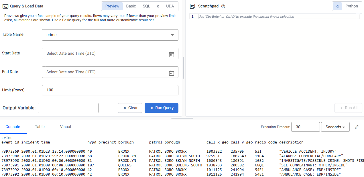 Preview query
