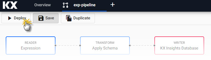 Deploy the expression pipeline from the pipeline editor view.