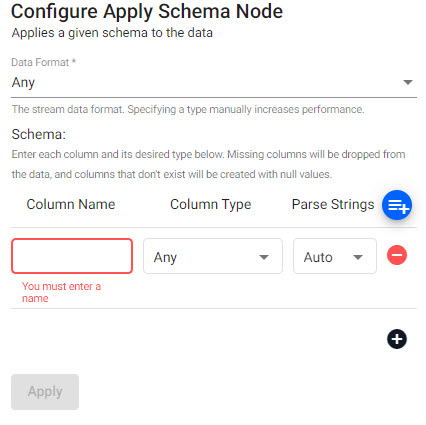 Apply schema transform node