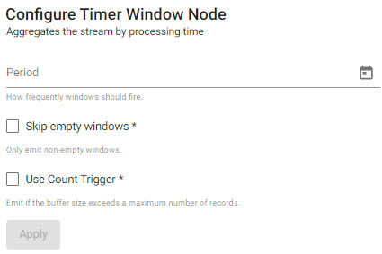 Timer Window Node properties.
