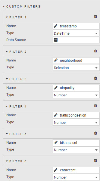 Health column filter settings.