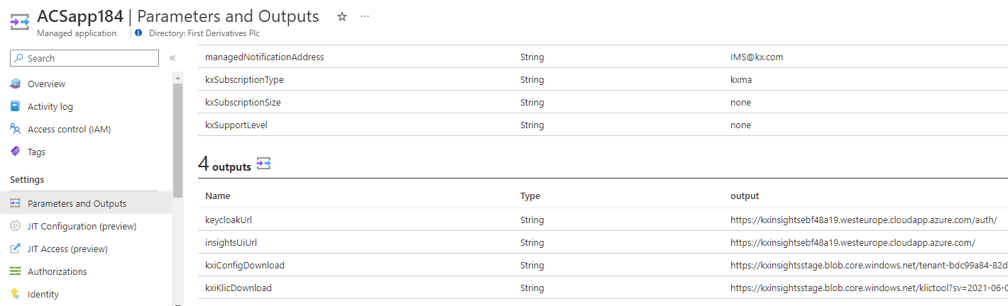 Managed deployment output