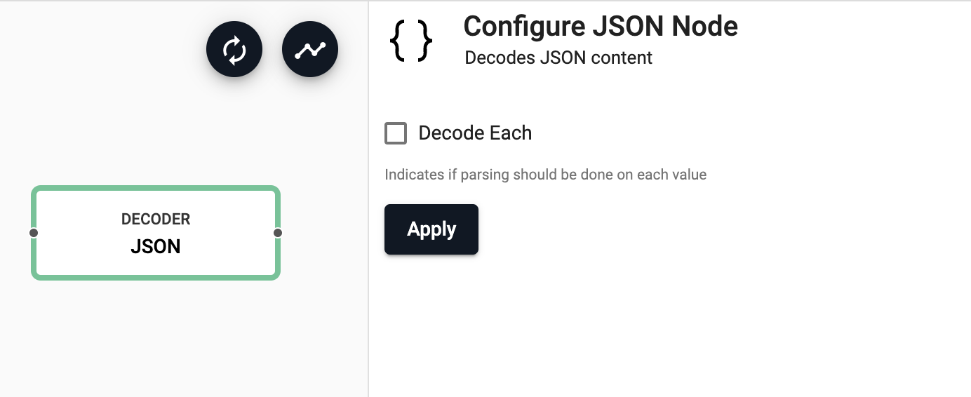 JSON decoder node properties