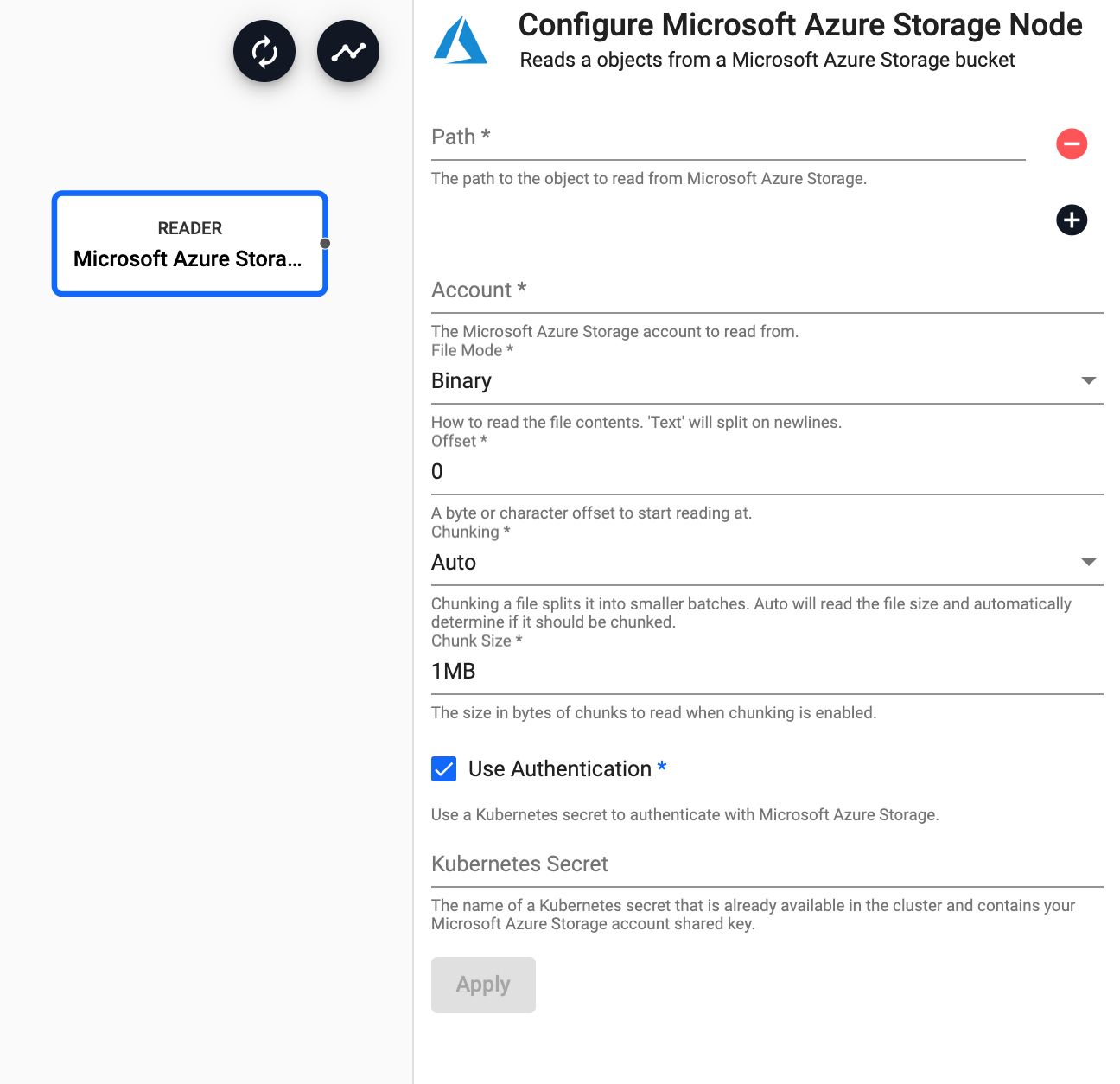Microsoft Azure Stoage reader properties