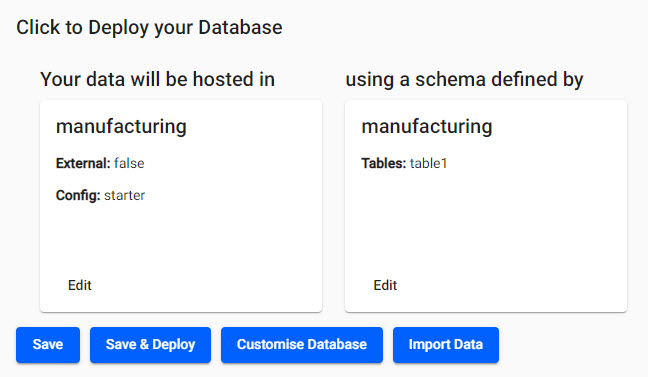 Create a starter manufacturing database.