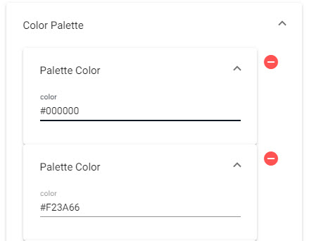 Color palette used for wildcard layers; defined using a Hex color.