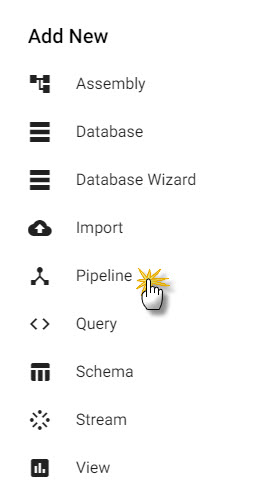 Click pipeline from the ribbon dropdown menu to open the pipeline editor.