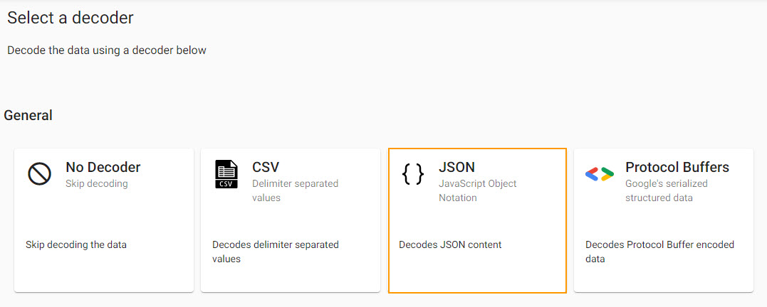 Select a JSON decoder.