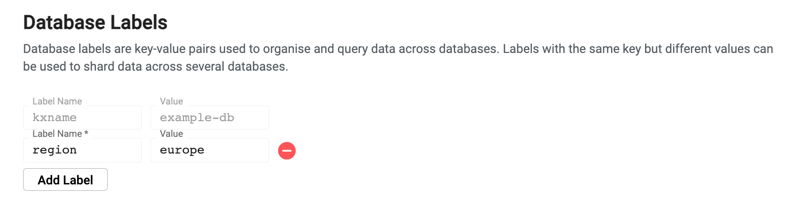 Database labels