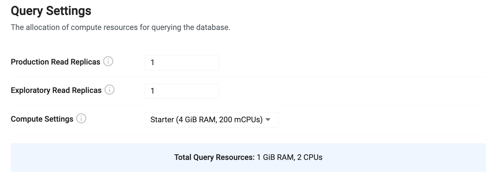 Query settings