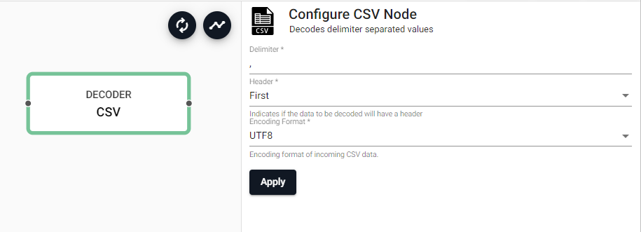 CSV decoder node properties