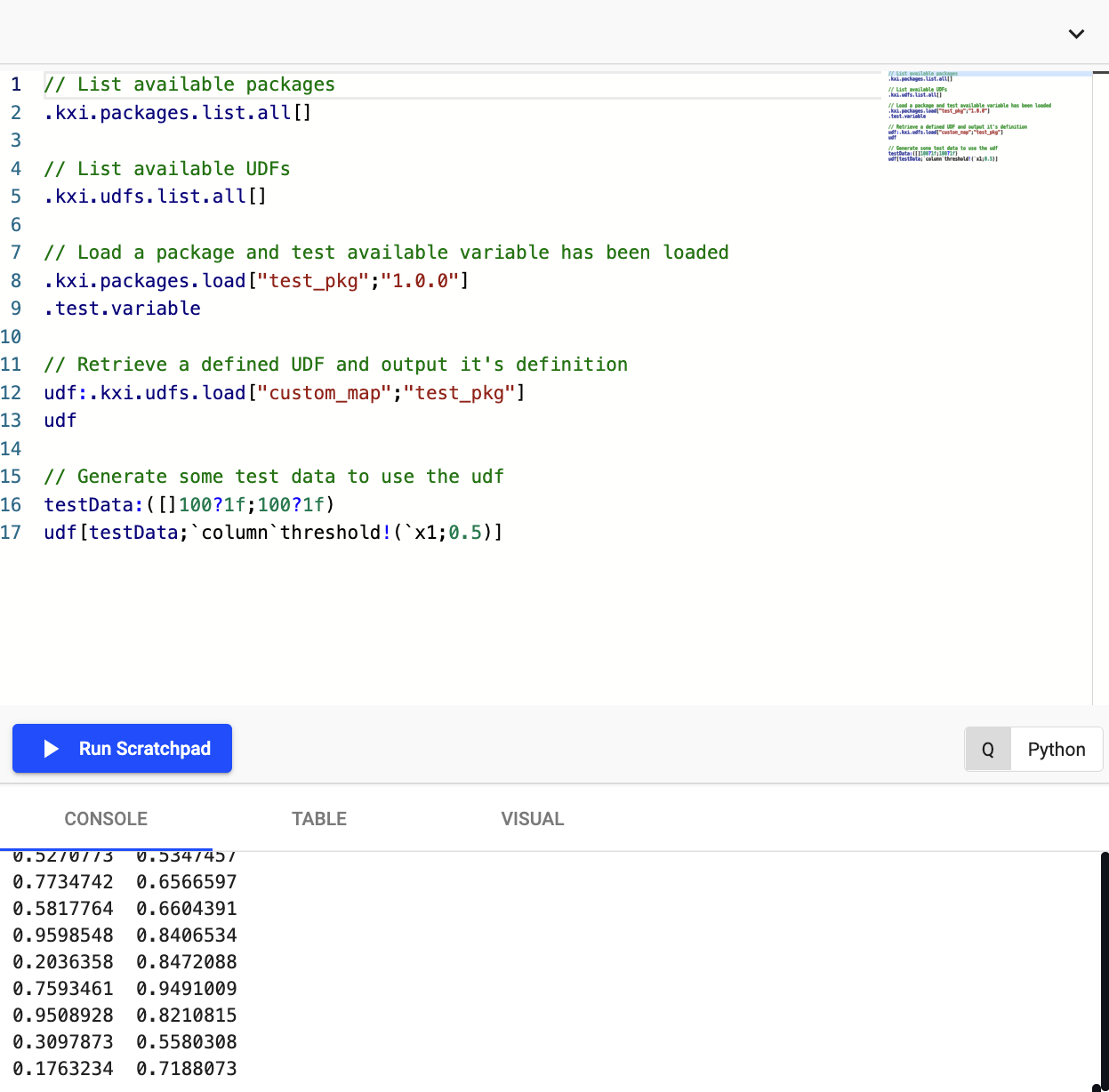 q package scratchpad