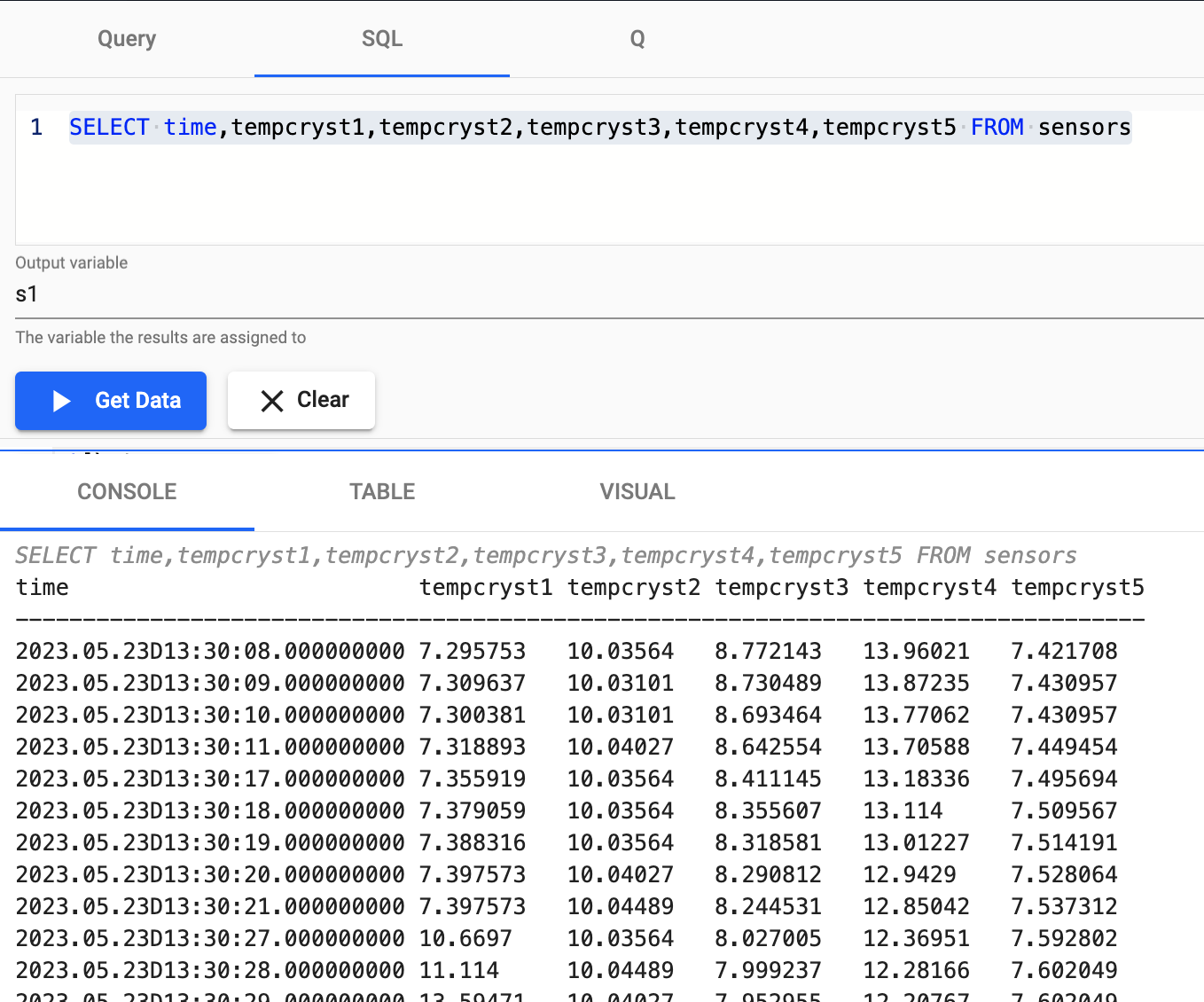 A SQL query using the filter table