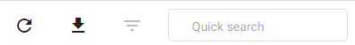 Diagnostics toolbar: refresh, download, filter or search for terms in the events and log files.
