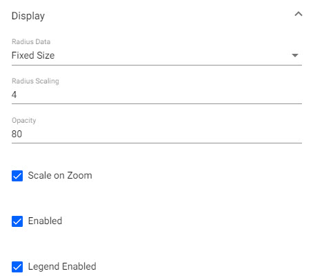 Display menu of custom chart properties.