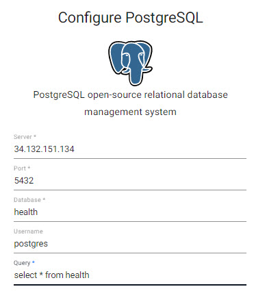Select PosgresSQL from the relational database import options.