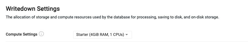 Writedown settings