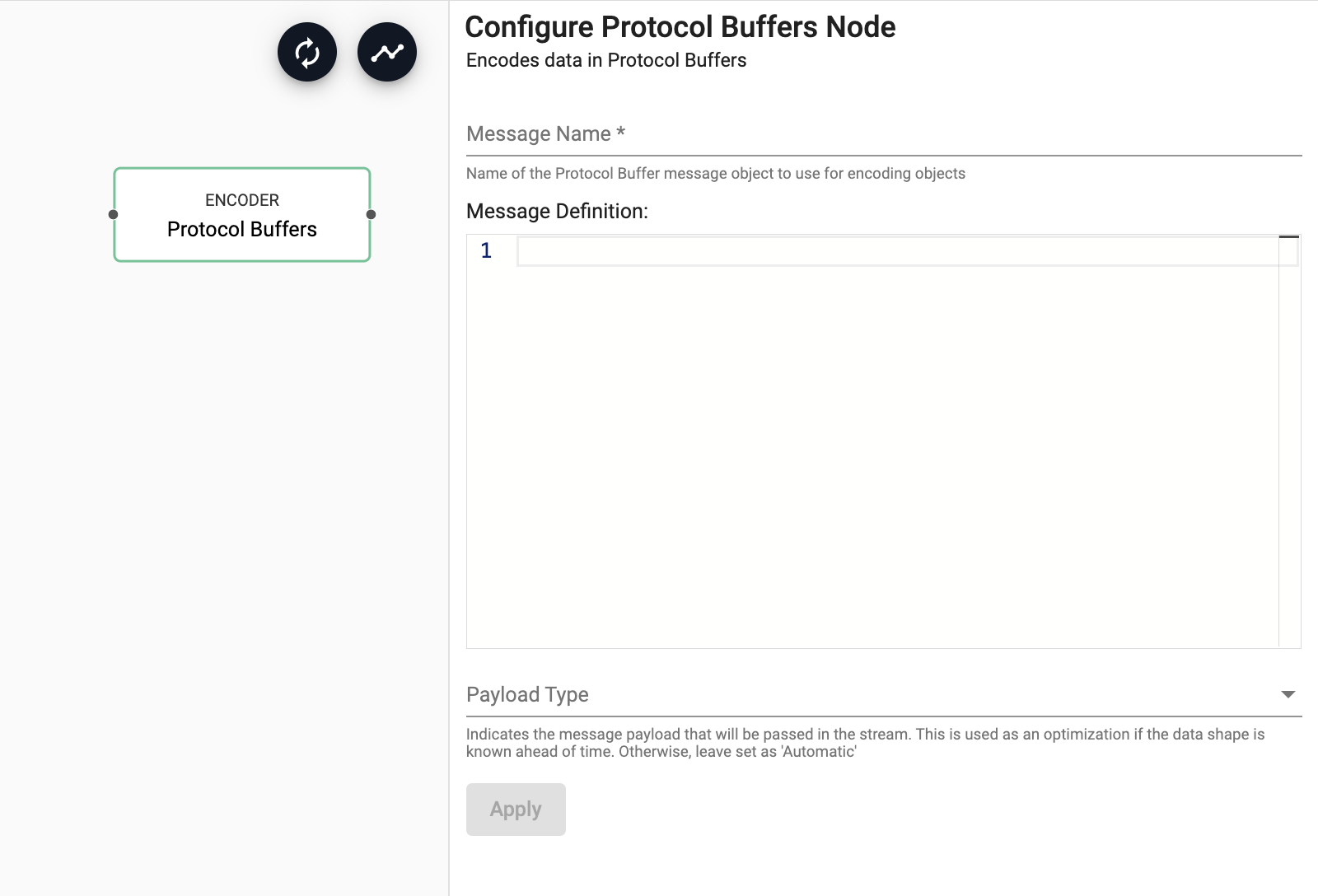 Protocol buffers encoder node properties