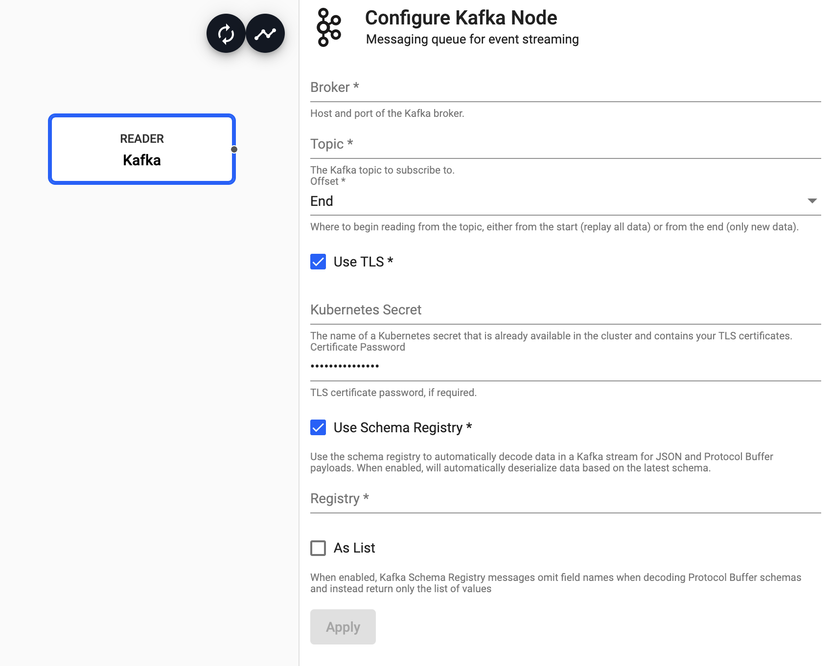 Kafka reader properties