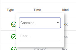 Text search filter events.