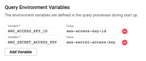 Query authentication environment variables