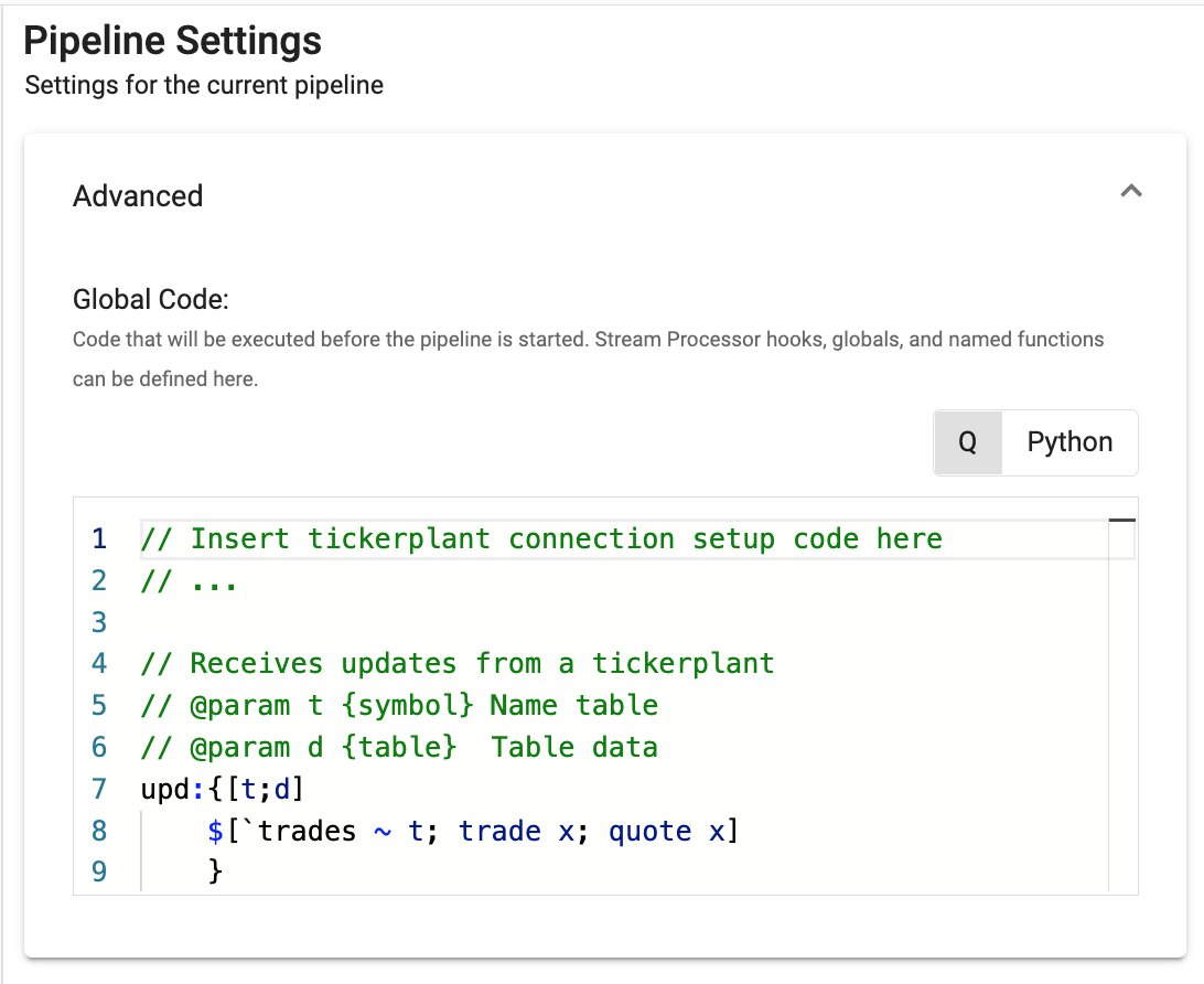 Callback reader global code