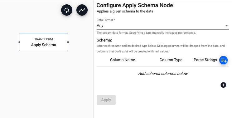 Apply schema transform node