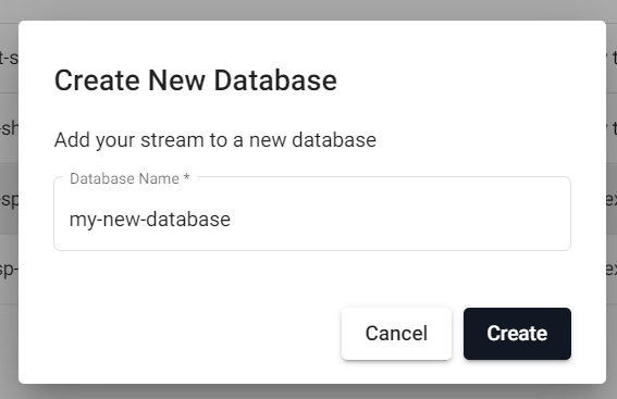 Creating a new database