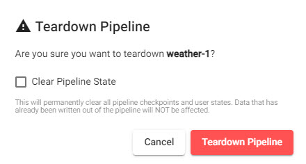 Teardown a pipeline to free up resources.