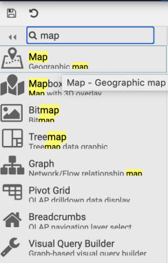Find the map component in the list of dashboard components.