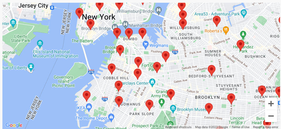 Map of sensor locations in New York.