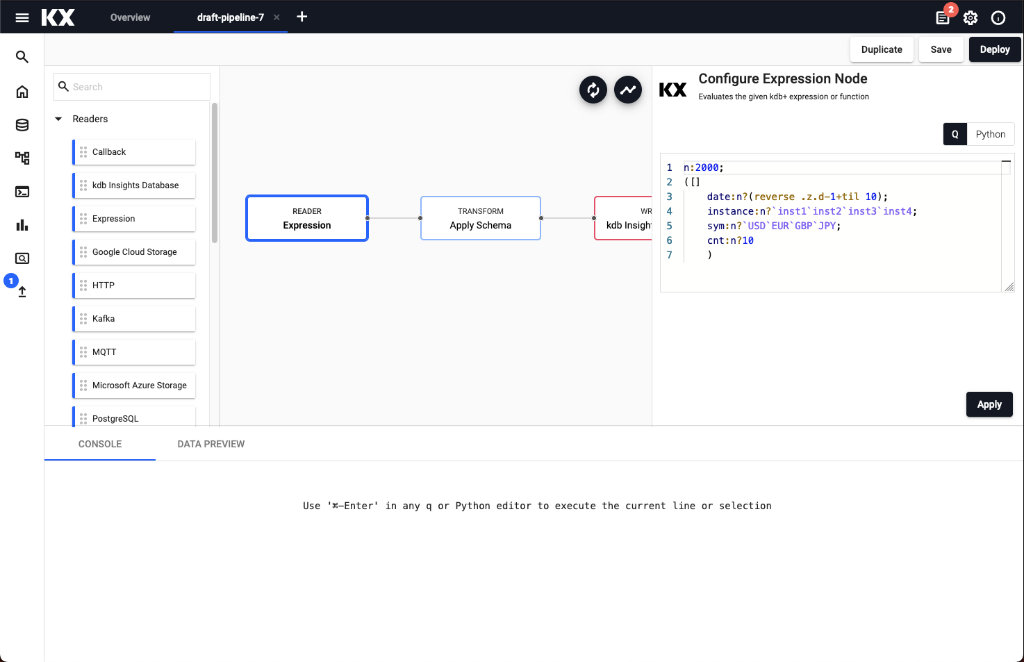 An example expression pipeline