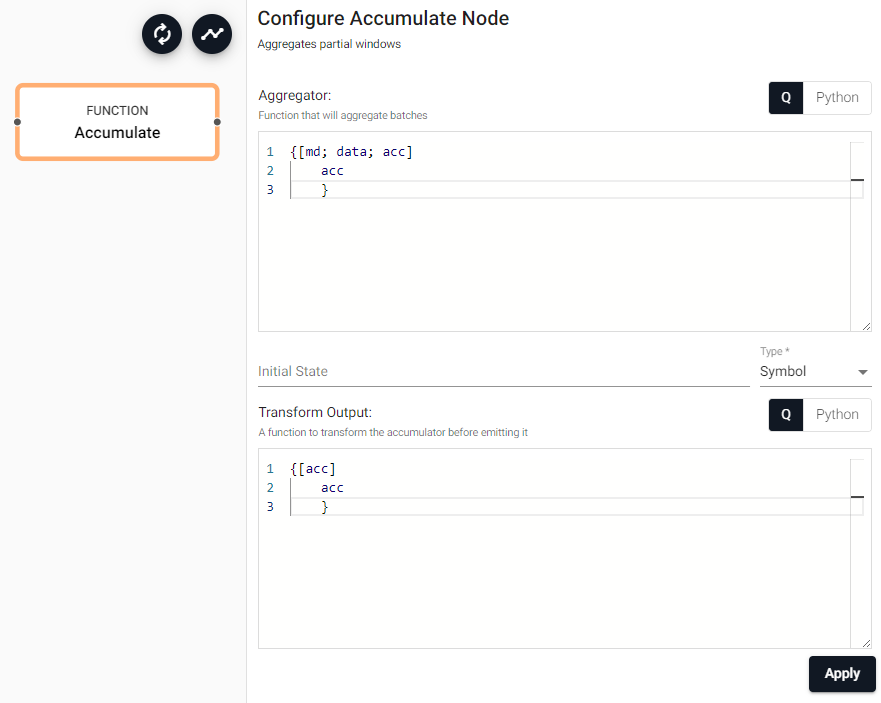 Accumulate node properties