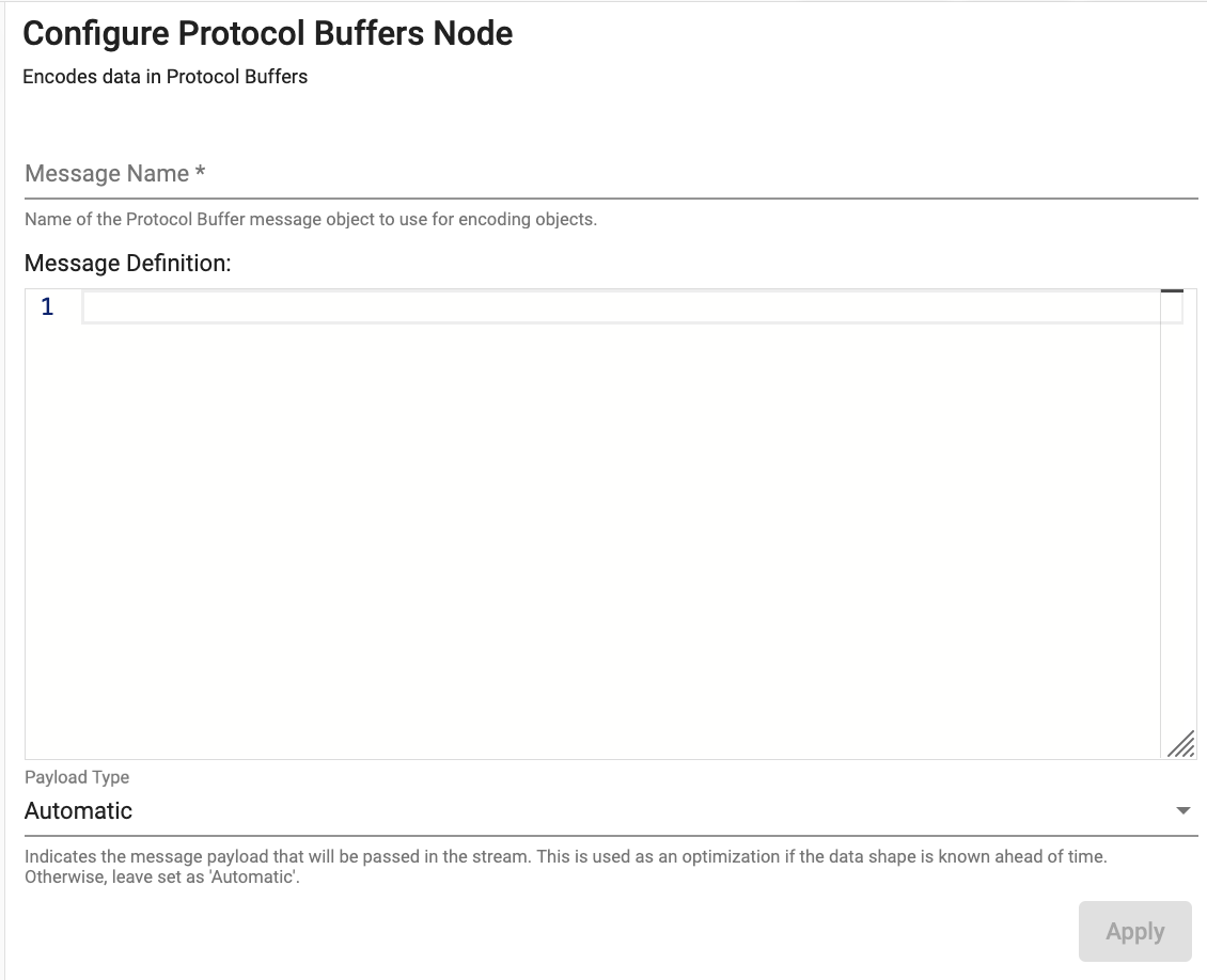 Protocol buffers encoder node properties