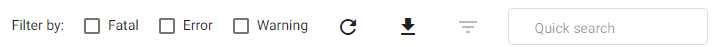 Set the filter options for the logs; select from Fatal, Error or Warning.