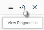 View diagnostics on icon rollover under Running Pipelines of the Overview Page.