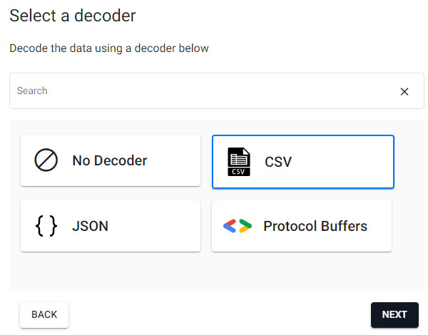 Select the csv decoder for the weather data set.