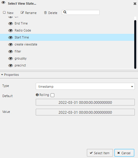 'Start Time' view state parameter.