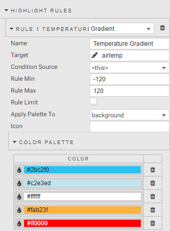 Set a color gradient for a highlight rule.