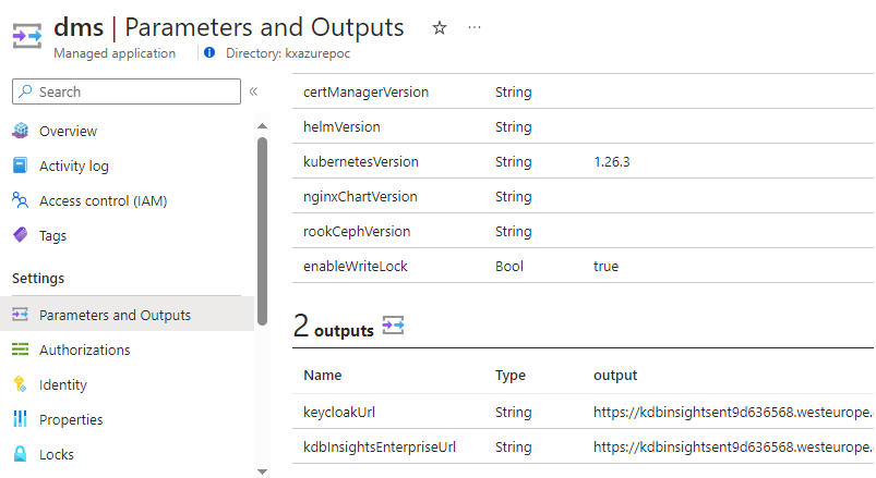 Managed deployment output