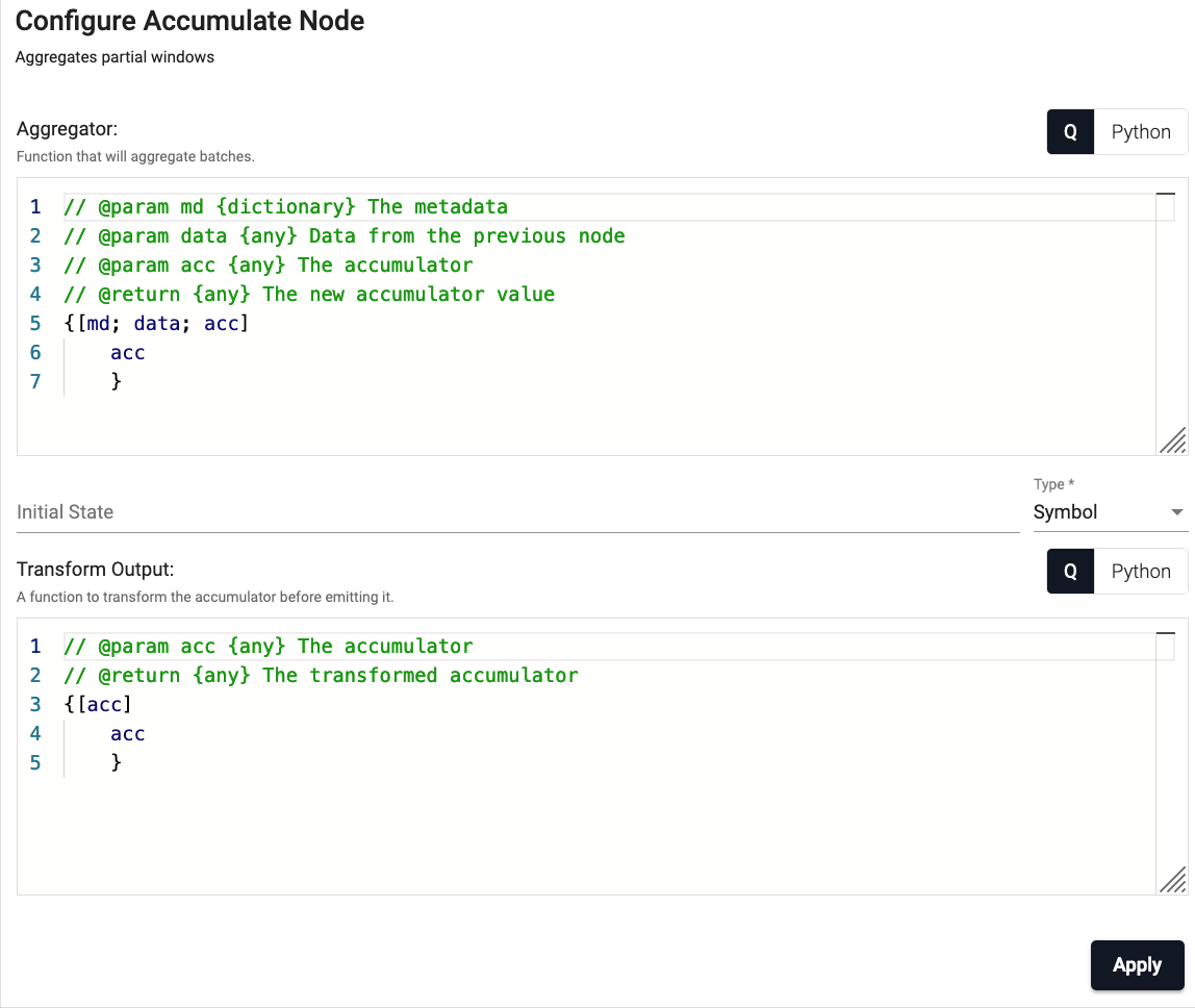 Accumulate node properties