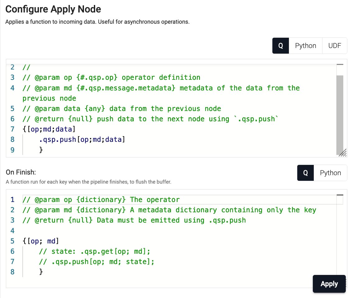 Apply node properties