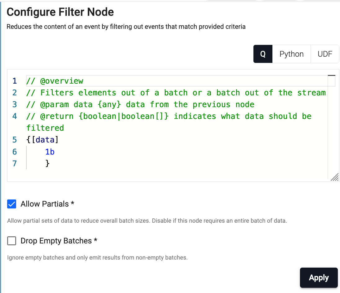 q Filter properties