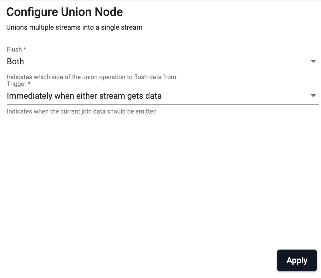 Union node properties