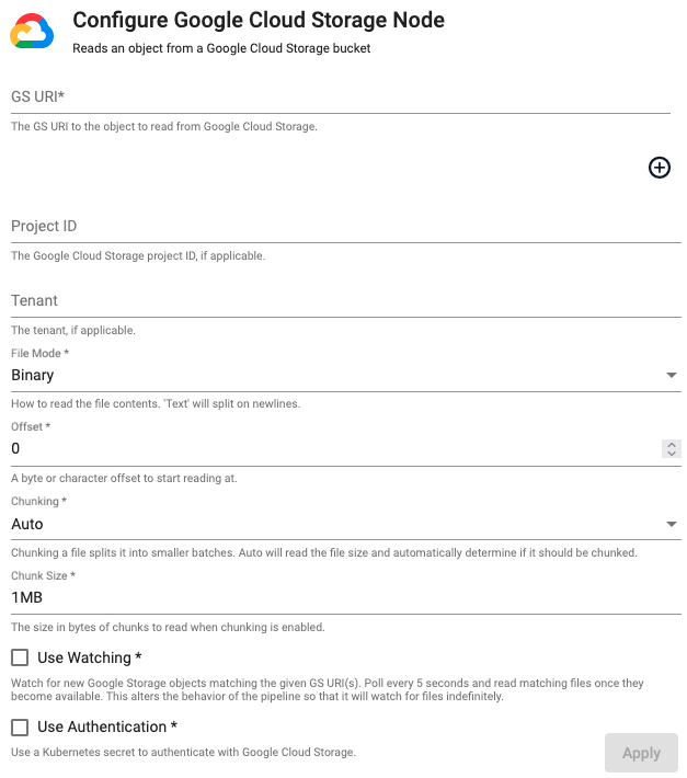 Google cloud storage properties