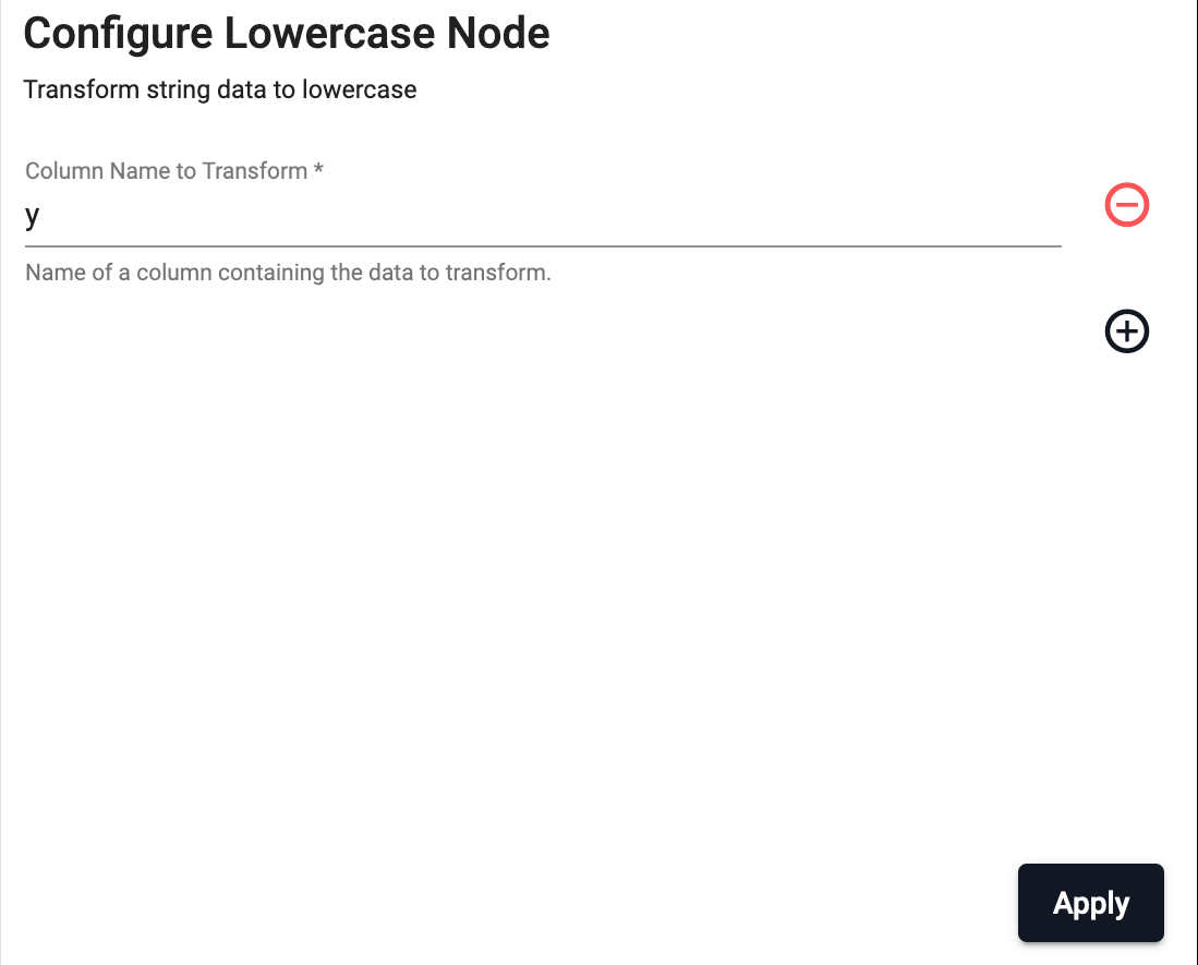 Lowercase operator with column y