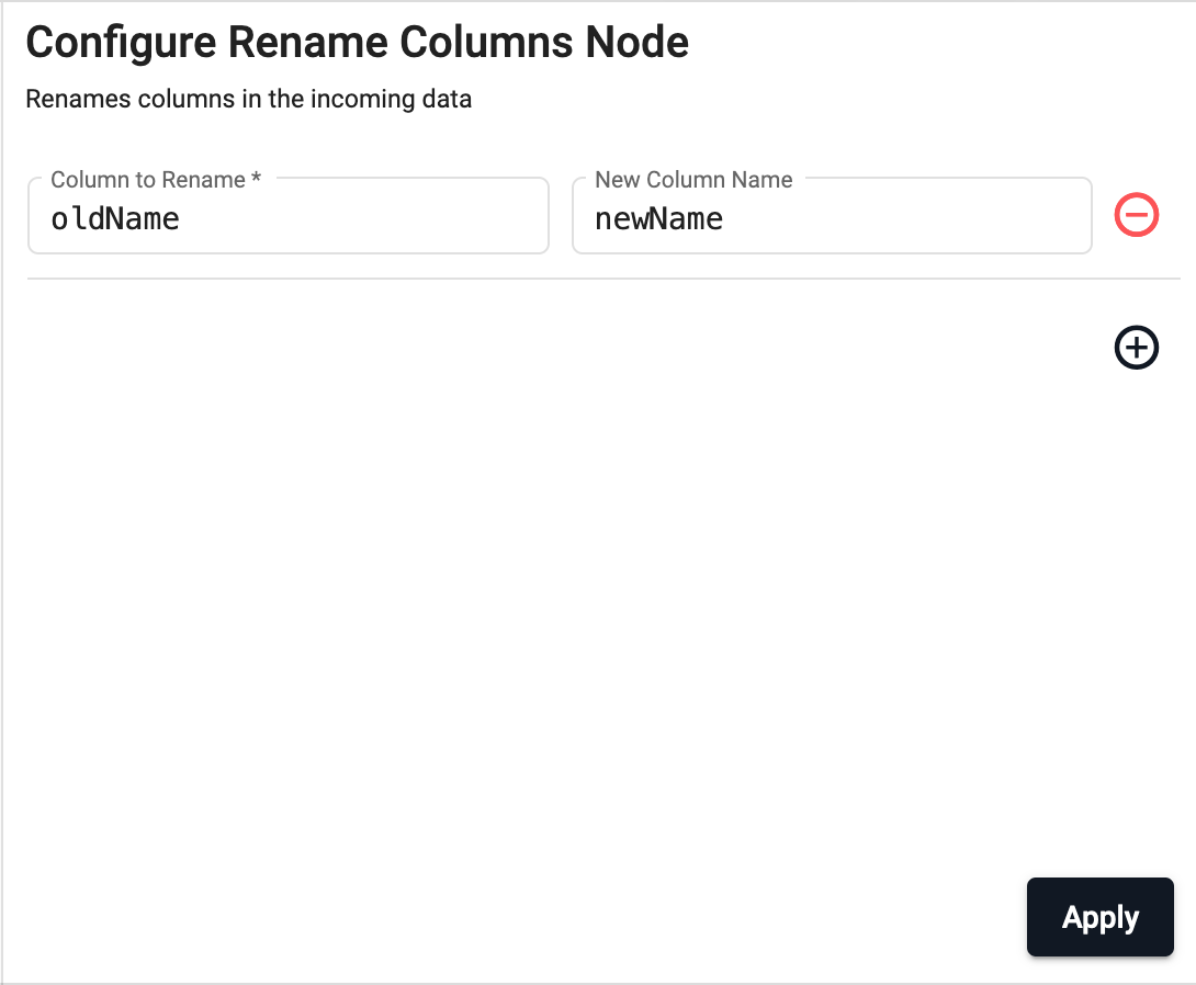 Rename Columns properties