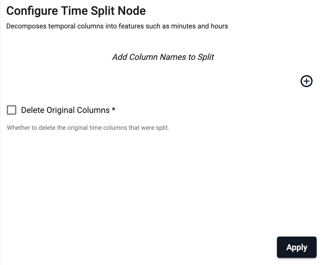 Time Split properties