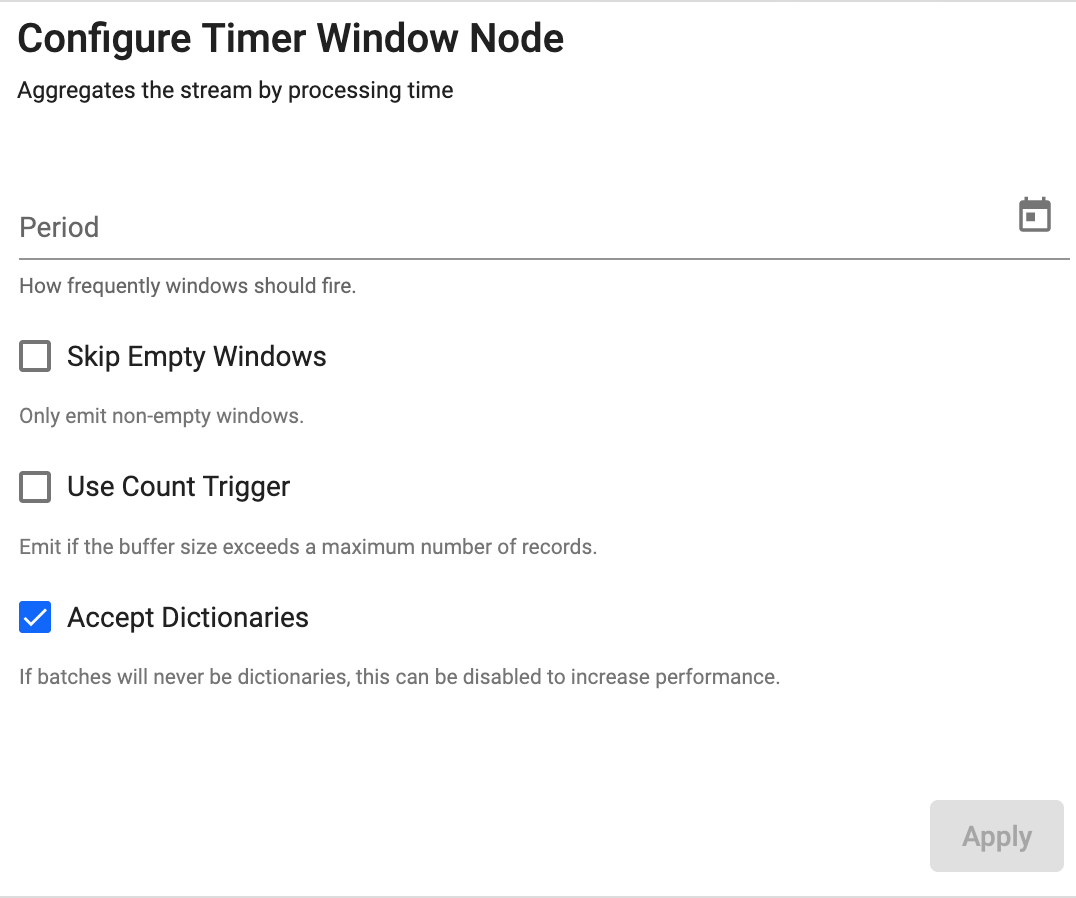 Timer Window properties