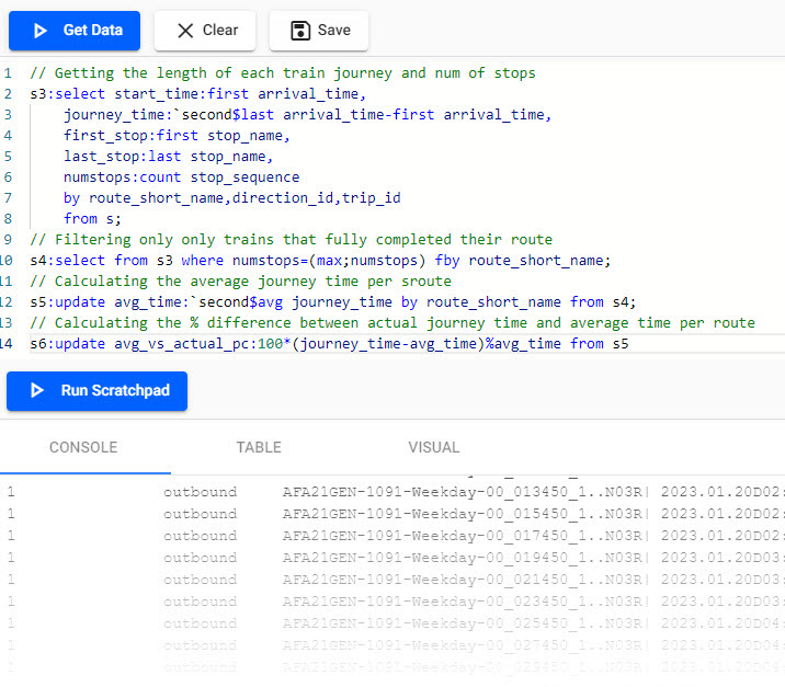 q code for calcuating average journey time.